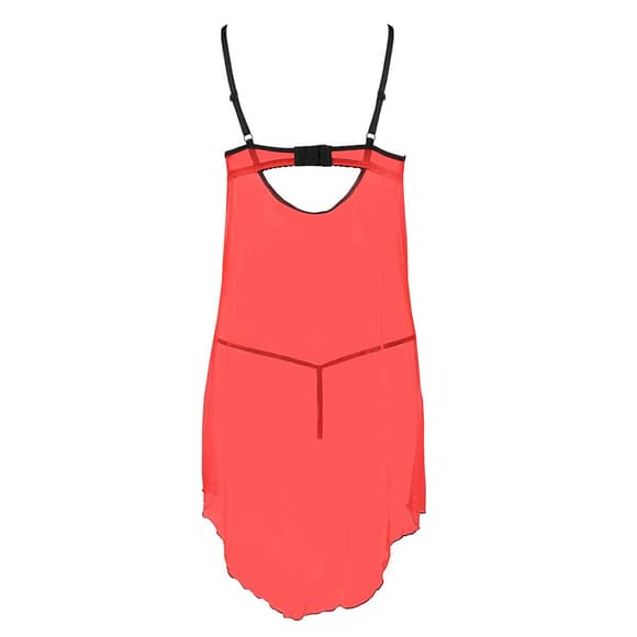 Прозорий пеньюар з відкритими грудьми CHERRY CHEMISE red L/XL - Passion Exclusive, трусики