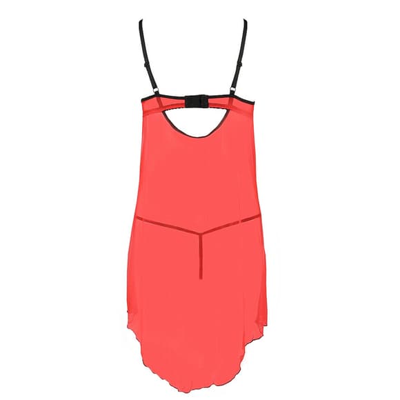 Прозорий пеньюар з відкритими грудьми CHERRY CHEMISE red S/M - Passion Exclusive, трусики