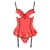 Корсет з відкритими грудьми CHERRY CORSET red XXL/3XL -Passion Exclusive, трусики, пажі, стрепи, обо