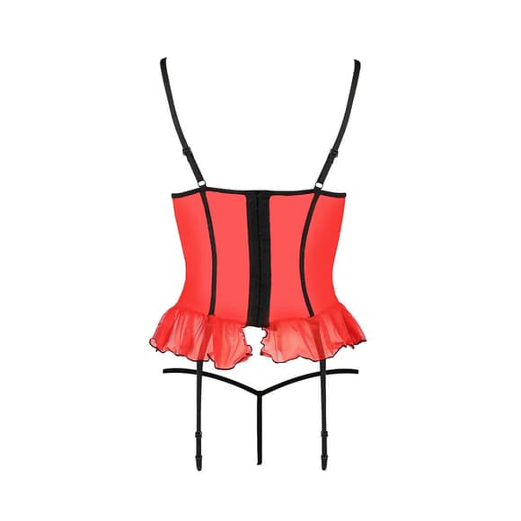 Корсет з відкритими грудьми CHERRY CORSET red XXL/3XL -Passion Exclusive, трусики, пажі, стрепи, обо