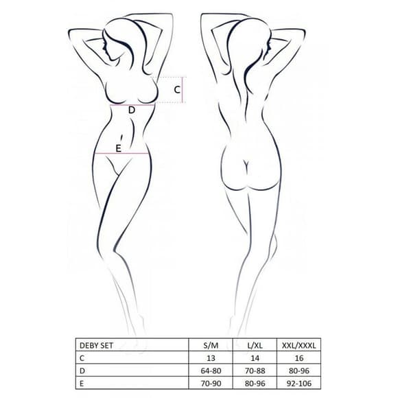 Комплект білизни під латекс Passion DEBY SET XXL/XXXL, black, ліф, мініспідничка, стрінги