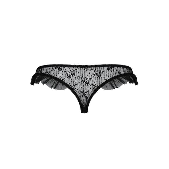 Трусики с оборками Passion Exclusive DONIA THONG S/M, black