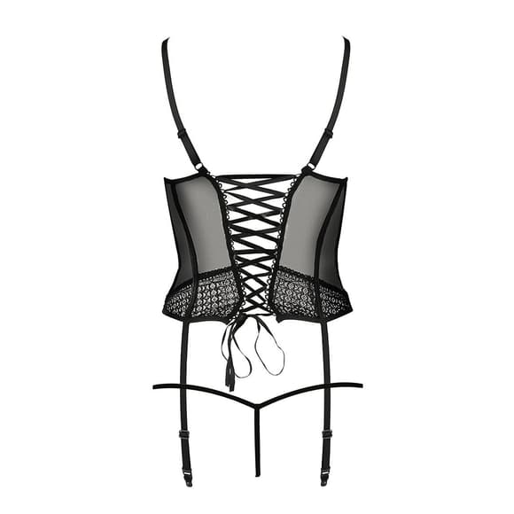 (SALE) Корсет з пажами PERDITA CORSET black XXL/XXXL - Passion Exclusive стрепи, трусики, укорочений