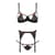 Комплект білизни PERDITA SET black S/M - Passion Exclusive: стрепи: ліф, стрінги і пояс для панчох