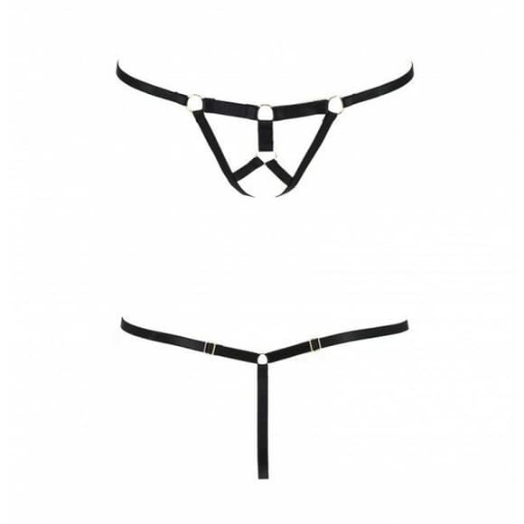 Трусики стрінги зі стреп Passion Exclusive ARMANDA THONG S/M, black