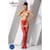 Сітчасті панчохи-стокінги Passion S016 One Size, Red, імітація ажурного пояса з гартерами