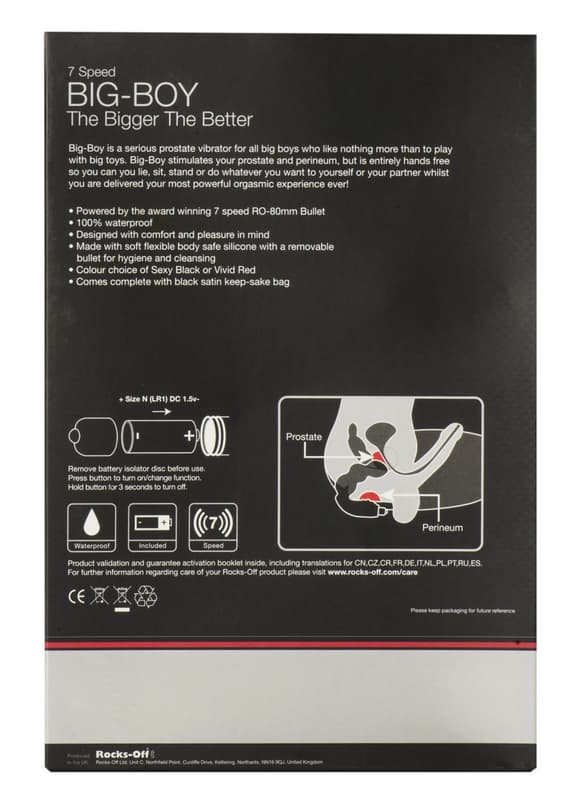 Вібромасажер простати Rocks Off Big-Boy Red,  масаж промежини, макс. діаметр 4,5 см