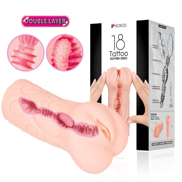 Мастурбатор-вагина двухслойный Kokos Tattoo Double Layer
