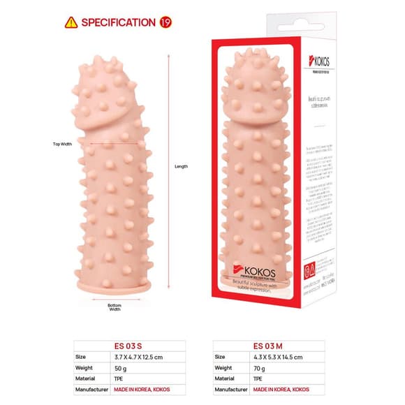 Насадка на член Kokos Extreme Sleeve ES.03 размер M, утолщающая, стимулирующий рельеф