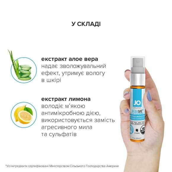 Распродажа! Очищающий спрей System JO NATURALOVE - ORGANIC (30 мл) (срок 07.2023)