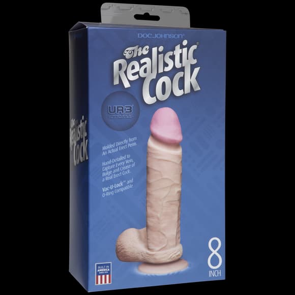 Фаллоимитатор Doc Johnson The Realistic Cock 8 inch White - ULTRASKYN, Vack-U-Lock, диаметр 5,1см