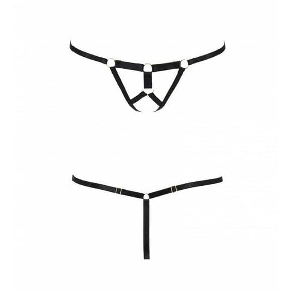 Трусики стринги из стреп Passion Exclusive ARMANDA THONG XXL/XXXL, black