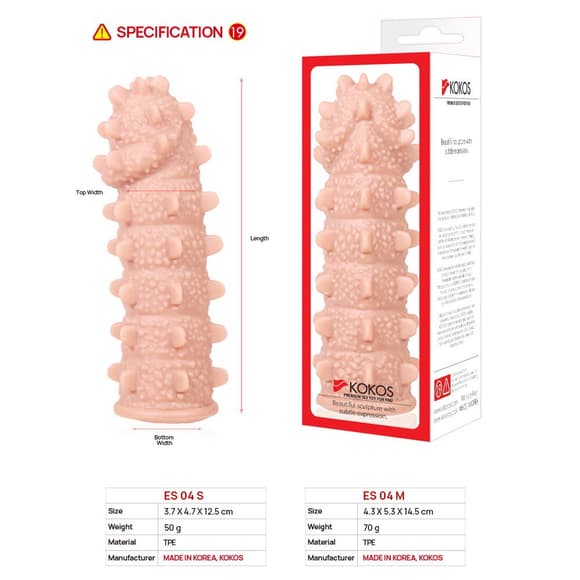 Насадка на член Kokos Extreme Sleeve ES.04 размер M, утолщающая, стимулирующий рельеф