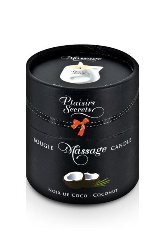 Масажна свічка Plaisirs Secrets Coconut (80 мл) подарункова упаковка, керамічний посуд