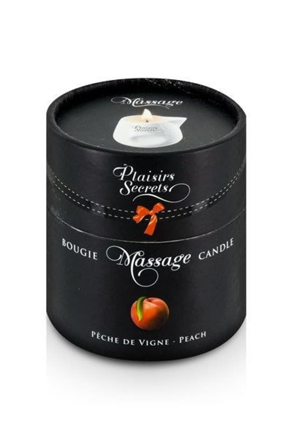 Масажна свічка Plaisirs Secrets Peach (80 мл) подарункова упаковка, керамічний посуд