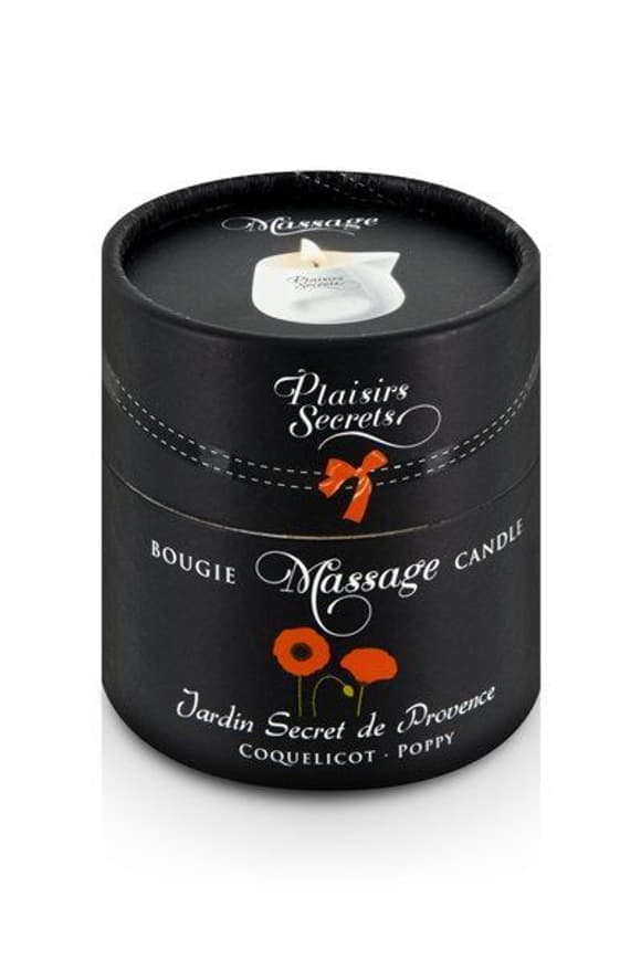 Масажна свічка Plaisirs Secrets Poppy (80 мл) подарункова упаковка, керамічний посуд