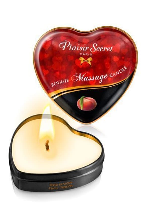 Распродажа!!! Массажная свеча-сердечко Plaisirs Secrets Peach (35 мл) (срок 05.2026)