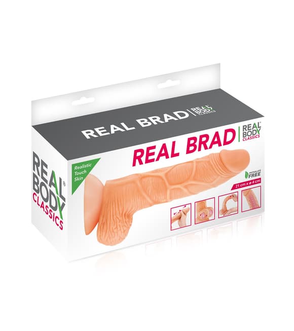 Фаллоимитатор с подвижной крайней плотью Real Body — Real Brad, диаметр 4 см, TPE