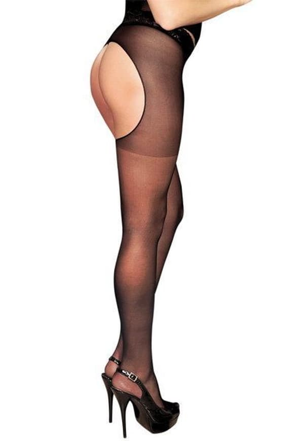 Колготки-чулки с поясом Anne De Ales LOLA T4 Black, с доступом и открытой попой