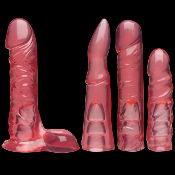 Набор для страпона Doc Johnson Vac-U-Lock Crystal Jellies Set, диаметр 3,8см, 2×4,5см, 5,1см