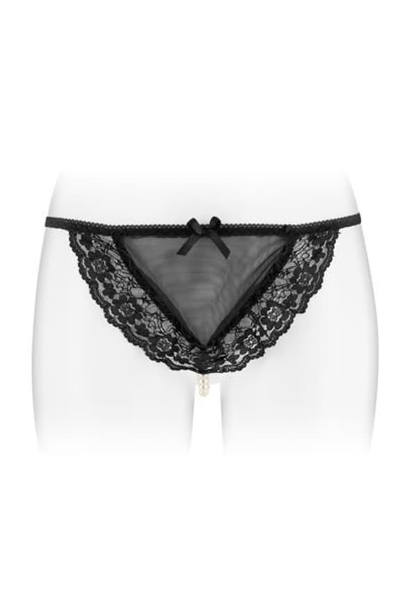 Трусики-стринги с жемчужной ниткой Fashion Secret KATIA Black