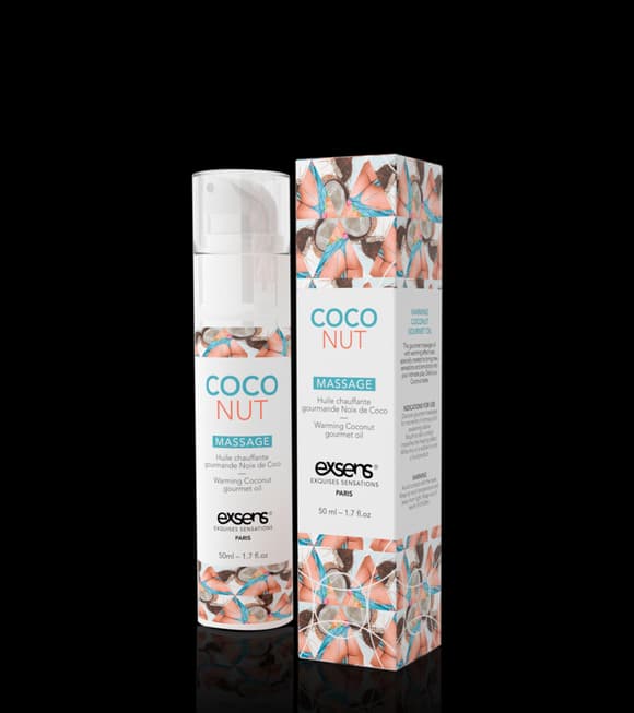 Массажное масло EXSENS Coconut 50мл разогревающее, без сахара, без парабенов, съедобное