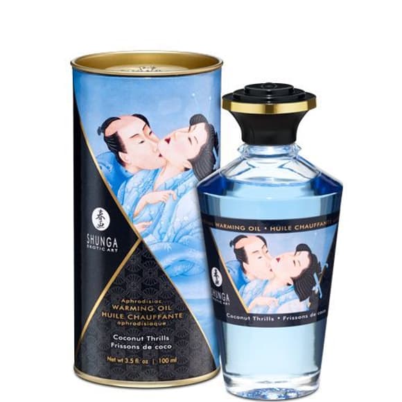 Розігрівальна олія Shunga Aphrodisiac Warming Oil – Coconut Thrills (100 мл) без цукру, смачна