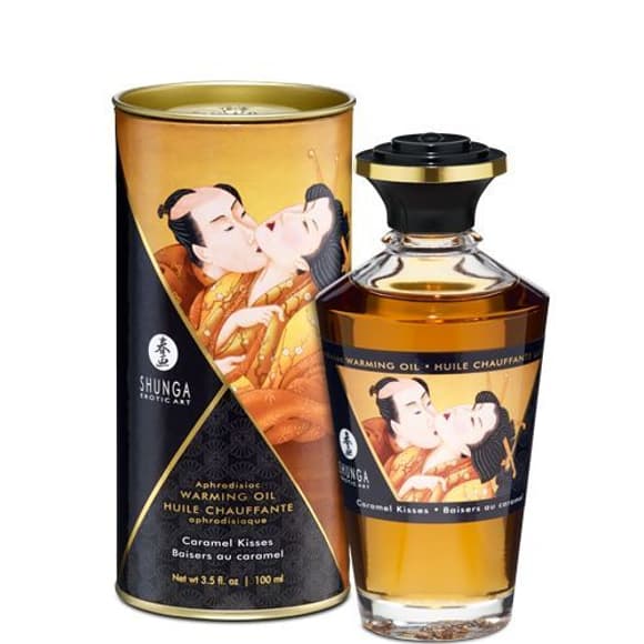 Разогревающее масло Shunga Aphrodisiac Warming Oil – Caramel Kisses (100 мл) без сахара, вкусное