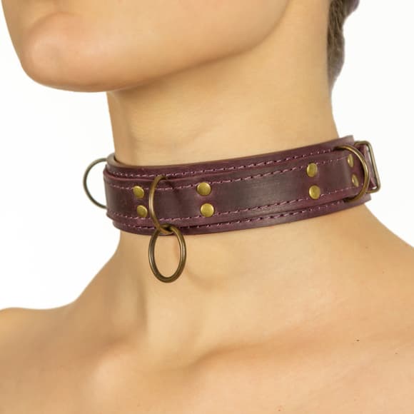 Преміум нашийник LOVECRAFT розмір S фіолетовий, натуральна шкіра, в подарунковій упаковці