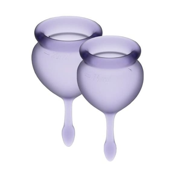 Набір менструальних чаш Satisfyer Feel Good (lila), 15мл та 20мл, мішечок для зберігання