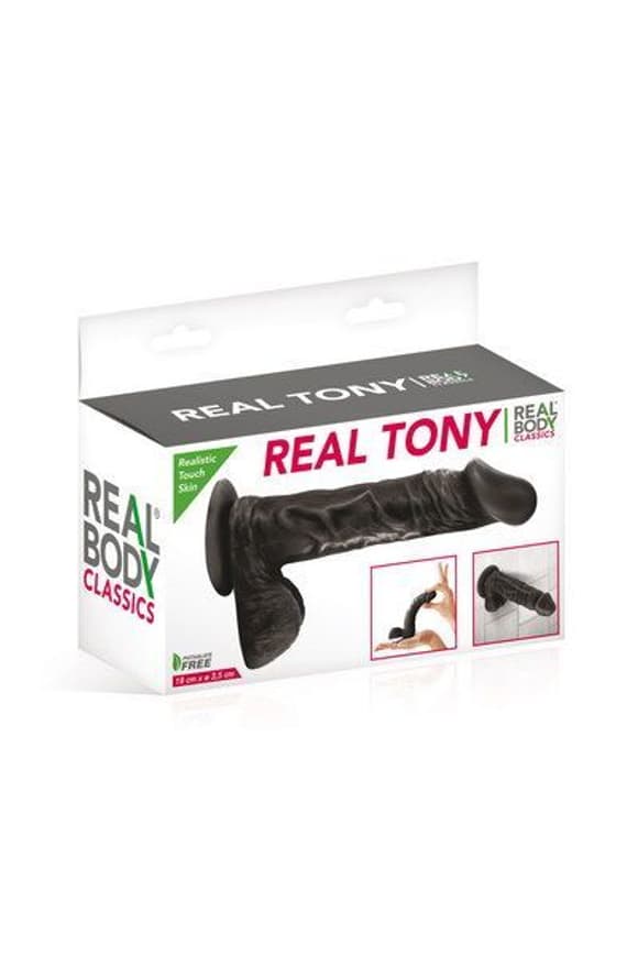 Фаллоимитатор Real Body - Real Tony Black, TPE, диаметр 3,5см (мятая упаковка!!!)