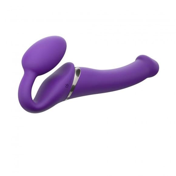 Безремінний страпон з вібрацією Strap-On-Me Vibrating Violet M, діаметр 3,8 см, пульт ДК, регульований