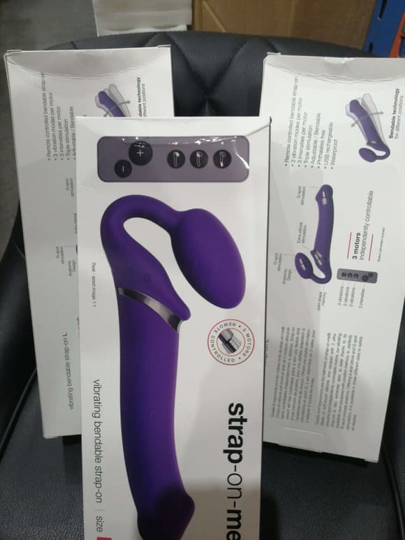 Безремневий страпон з вібрацією Strap-On-Me Vibrating Violet L  (м'ята упаковка)