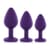 Набір силіконових анальних пробок із кристалом Rianne S: Booty Plug Set Purple, діаметр 3,2см, 3,5см, 4,2см