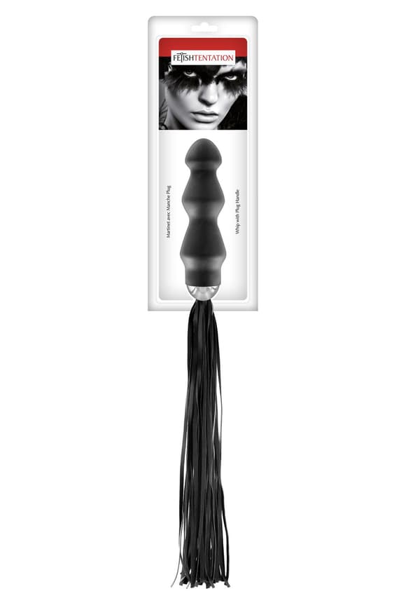 Флоггер с ручкой - анальным плагом Fetish Tentation Whip with Plug Handle