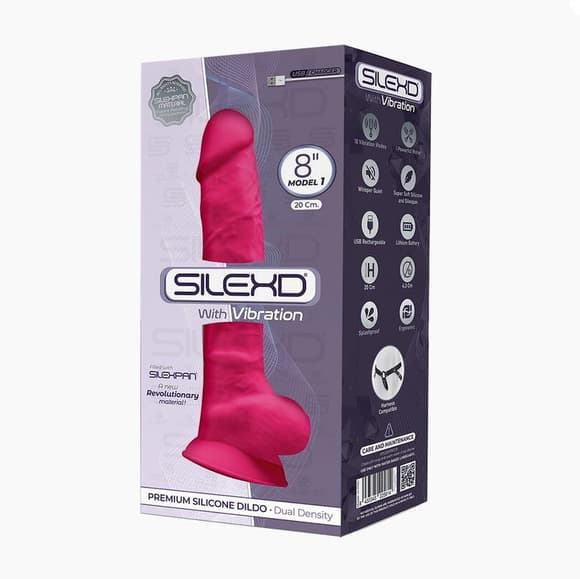 Фалоімітатор з вібрацією SilexD Vetus Vibro Pink (MODEL 1 size 8in), двошаровий, діаметр 4,2см