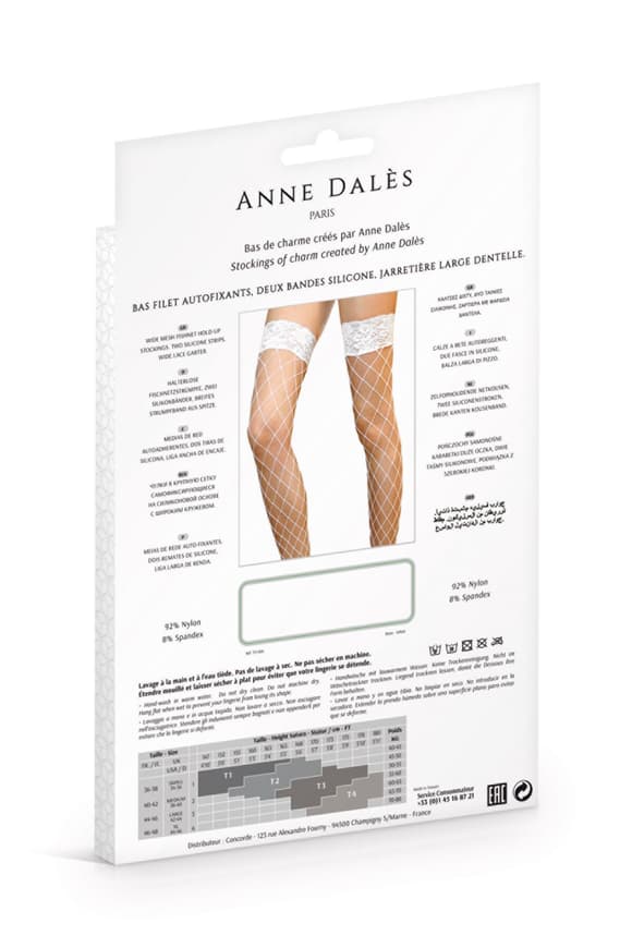 Чулки в крупную сетку Anne De Ales ERICA T3 White