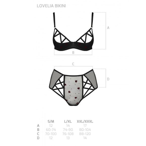 Еротичний комплект з малюнком Passion LOVELIA BIKINI S/M, black