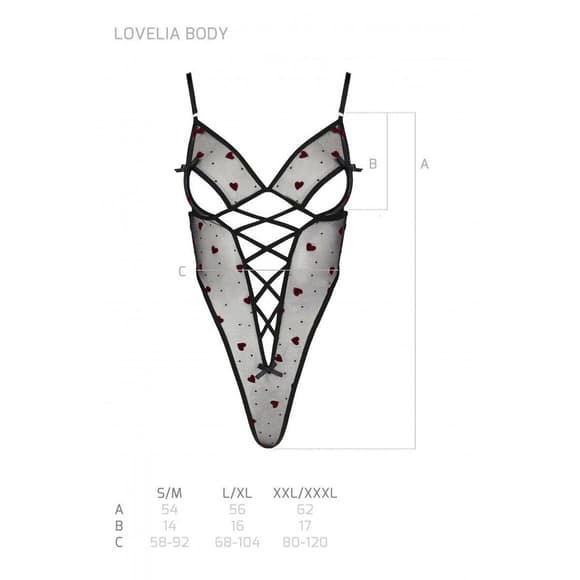 Еротичний боді з малюнком Passion LOVELIA BODY S/M, black