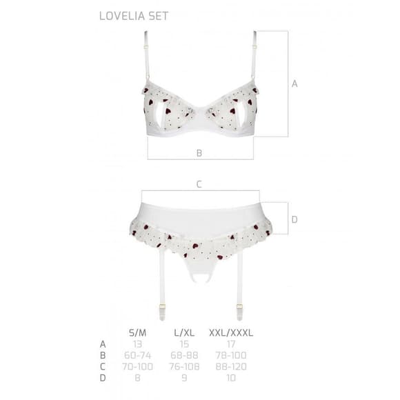 Сексуальний комплект з поясом для панчіх Passion LOVELIA SET XXL/XXXL, white