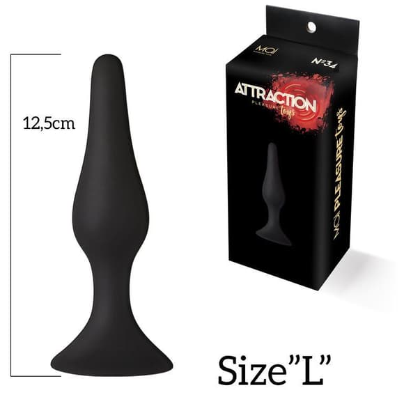 Анальна пробка з присоскою MAI Attraction Toys №34 Black, довжина 12,5см, ді аметр 3,2см