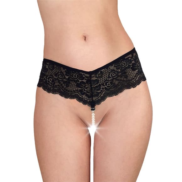 Сексуальні жіночі трусики Fabiana з перлинами, чорні, розмір L-2XL