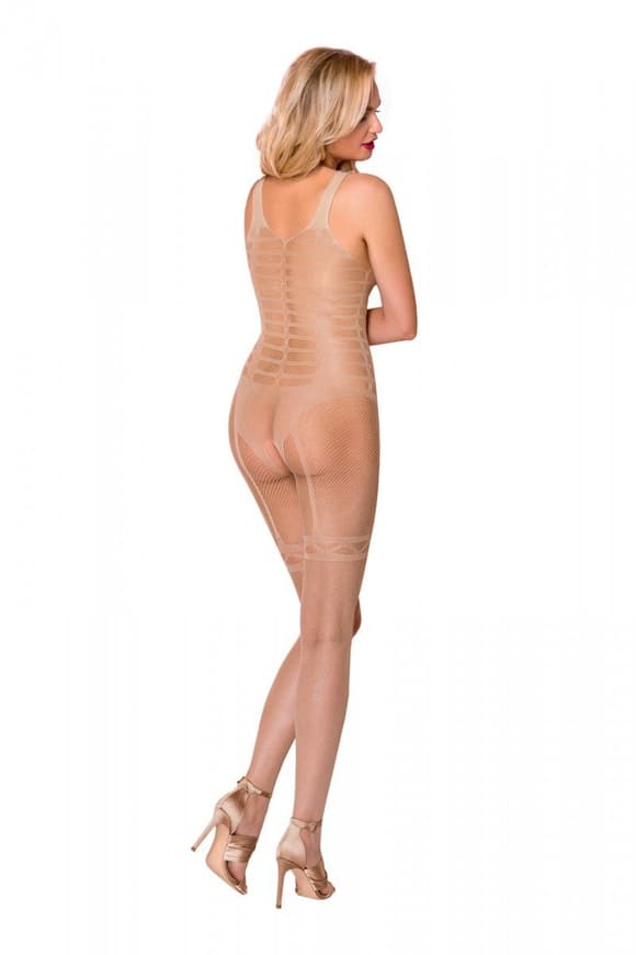 Сетчатый телесный бодистокинг-боди с симметричным рисунком Casmir CA005 