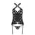 Сітчастий комплект з візерунком Passion HIMA CORSET L/XL black корсет з халтером, підв'язки, трусики