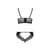 Комплект из эко-кожи с кружевом Passion LOONA SET S/M, black, бра и трусики