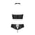 Комплект з еко-шкіри Passion NANCY BIKINI L/XL, black, бра та трусики з імітацією шнурівки