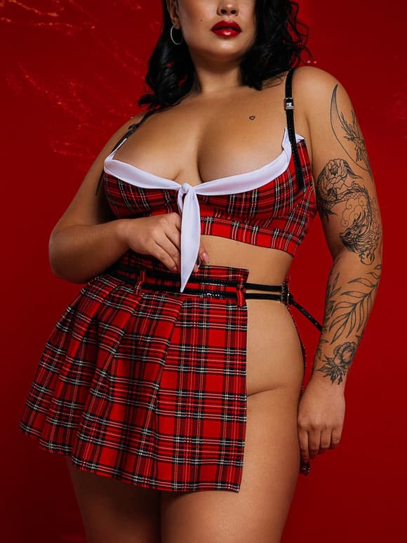 Ролевой костюм школьницы “Фривольная Лолита” XL (юбка и топ) 