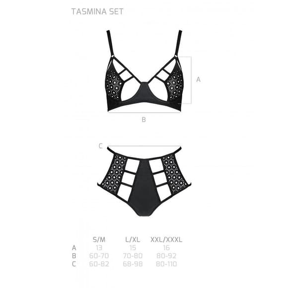 Распродажа!!! Комплект из эко-кожи Passion Tamaris Set black L/XL, бюстгальтер и трусики