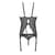 Корсет с пажами, трусики с ажурным декором и открытым шагом Passion URSULA CORSET L/XL, black