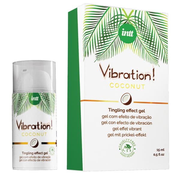 Жидкий вибратор Intt Vibration Coconut Vegan (15 мл),  очень вкусный, действует до 30 минут